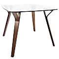 Lumisource Folia Mid-Century Modern Dining Table, Square, Glass/Walnut