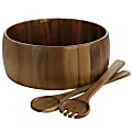 Gibson Elite 3-Piece Acacia Wood Salad Bowl And Spoon Set, Brown