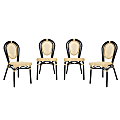 Flash Furniture 4 Pack Cannes Indoor/Outdoor Commercial Thonet Bistro Stacking Chair, PE Cane Rattan and Aluminum Frame, Natural/Black Frame 1 thumbnail image
