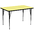 Flash Furniture 72"W Rectangular Thermal Laminate Activity Table With Standard Height-Adjustable Legs, Yellow