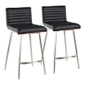 LumiSource Mason Swivel Counter Stools, Silver/Walnut/Black, Set Of 2 Stools 1 thumbnail image