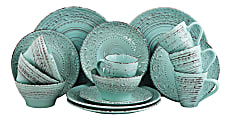 Elama 16-Piece Stoneware Dinnerware Set, Malibu Waves