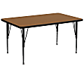 Flash Furniture 72"W Rectangular Thermal Laminate Activity Table With Short Height-Adjustable Legs, Oak