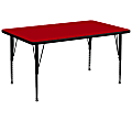 Flash Furniture 72"W Rectangular Thermal Laminate Activity Table With Short Height-Adjustable Legs, Red