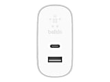 Belkin Dual Port Home Charger - Power adapter - 39 Watt - 2 output connectors (USB, 24 pin USB-C) - silver