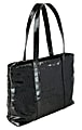 Office Depot® Brand Polyester Metallic Glitter Tote, 16"H x 22"W x 4 3/4"D, Black