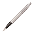 Cross® Calais Fountain Pen, Medium Point, Satin Chrome Barrel, Black Ink