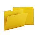 Smead® 1/3-Cut Color Pressboard Tab Folders, Letter Size, 50% Recycled, Yellow, Box Of 25
