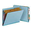 Smead® End-Tab Classification Folders, 8 1/2" x 11", 2 Divider, 2 Partition, Blue, Pack Of 10 1 thumbnail image