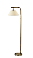 Adesso Simplee Hayes Floor Lamp, 58”H, White Textured Fabric Shade/Antique Brass Base