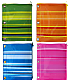 Inkology Monochromatic Stripes Binder Pencil Pouches, 7-1/2" x 9-1/2", Assorted Colors, Pack Of 12 Pouches 1 thumbnail image