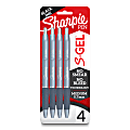 Sharpie® S-Gel Fashion Barrel Gel Pens, Medium Point, 0.7 mm, Blue Barrel, Black Ink, Pack Of 4 Pens
