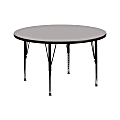 Flash Furniture Round HP Laminate Activity Table With Height-Adjustable Short Legs, 42", Gray