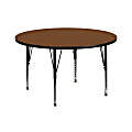 Flash Furniture Round HP Laminate Activity Table With Height-Adjustable Short Legs, 42", Oak