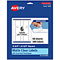 Avery® Permanent Labels With Sure Feed®, 94109-CMF50, Square, 2-3/4" x 2-3/4", Matte Clear, Pack Of 300 1 thumbnail image