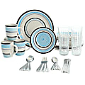 Gibson All U Need 32-Piece Ceramic Dinnerware Combo Set, Blue Stripes 1 thumbnail image