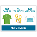 ComplyRight™ Corona Virus And Health Safety Posters, No Shirt/No Shoes/No Mask/No Service, Spanish, 10" x 14"