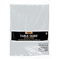 Amscan Plastic Table Skirts, 84" x 29", Silver, Pack Of 2 Table Skirts 1 thumbnail image
