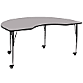 Flash Furniture Mobile 72"W Kidney Laminate Activity Table With Standard Height-Adjustable Legs, Gray 1 thumbnail image