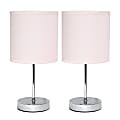 Simple Designs Mini Basic Table Lamp Set, 11"H, Blush Pink Shade/Chrome Base, 2pk