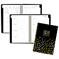 Cambridge® Work-Style Academic Weekly/Monthly Planner, 6" x 8 1/2", Black Confetti, July 2018 to June 2019