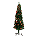 Nearly Natural Pine 72”H Artificial Fiber Optic Christmas Tree With LED Lights, 72”H x 22”W x 22”D, Green
