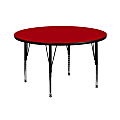 Flash Furniture 42" Round Thermal Laminate Activity Table With Short Height-Adjustable Legs, Red 1 thumbnail image