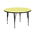 Flash Furniture 42" Round Thermal Laminate Activity Table With Short Height-Adjustable Legs, Yellow