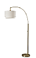 Adesso Brinkley Arc Lamp, 73-1/2"H, White/Antique Brass