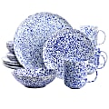 Martha Stewart 16-Piece Stoneware Dinnerware Set, Speckled Blue