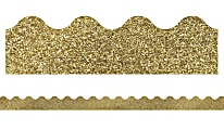 Carson-Dellosa Sparkle And Shine Scalloped Borders, 2 1/4" x 36", Gold Glitter, Preschool - Grade 8, Pack Of 13 Borders 1 thumbnail image