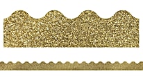Carson-Dellosa Sparkle And Shine Scalloped Borders, 2 1/4" x 36", Gold Glitter, Preschool - Grade 8, Pack Of 13 Borders