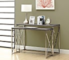 Monarch Specialties 2-Piece Console Table Set With Criss-Cross Legs, Rectangle, Dark Taupe/Chrome 1 thumbnail image