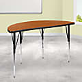 Flash Furniture 47-1/2" Half Circle Wave Flexible Collaborative Thermal Laminate Activity Table, Oak, XUA48HCIRCOAKTA 1 thumbnail image