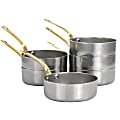 Martha Stewart 6-Piece Mini Vintage Frying Pan Set With Brass Handle, Silver/Gold 1 thumbnail image
