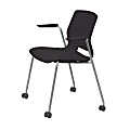 KFI Studios Imme Stack Chair With Arms And Caster Base, Black/Silver