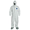 DuPont™ Tyvek® Coveralls With Attached Hood And Boots, Medium, White, Pack Of 25 Coveralls