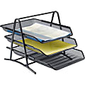 Lorell® Mesh 3-Tier Desk Tray, Black 1 thumbnail image