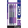Pilot G2 Gel Pen, Fine Point, 0.7mm, Transparent barrel, Assorted purple inks, Pack of 4 pens 1 thumbnail image