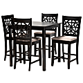 Baxton Studio Devon 5-Piece Pub Set, 36"H x 35-7/16"W x 35-7/16"D, Sand/Espresso