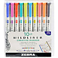 Zebra Pen Mildliner Double-ended Assorted Highlighter Set 10PK - Fine Marker Point - Chisel, Bullet Marker Point Style - Assorted - White Barrel - 10 / Pack