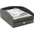 MMF Lockit Desktop Inbox - 2 x Key - 6" Height x 11" Width x 14.1" Depth - Desktop - Recycled - Black - Steel - 1Each 1 thumbnail image
