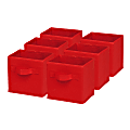 Honey-Can-Do Mini Non-Woven Foldable Cubes, 7"H x 5 3/4"W x 7"D, Red, Pack Of 6