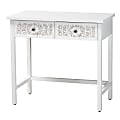 Baxton Studio Yelena 2-Drawer Console Table, 31-1/2”H x 33-1/2”W x 17-3/4”D, White