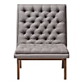 Baxton Studio Yasin Fabric Lounge Chair, Gray/Walnut