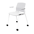 KFI Studios Imme Stack Chair With Arms And Caster Base, White