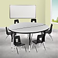 Flash Furniture 47-1/2" Circle Wave Flexible Laminate Activity Table Set With 12" Student Stack Chairs, Gray 1 thumbnail image