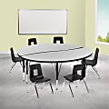 Flash Furniture 60" Circle Wave Flexible Laminate Activity Table Set With 12" Student Stack Chairs, Gray