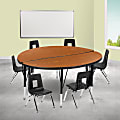Flash Furniture 47-1/2" Circle Wave Flexible Laminate Activity Table Set With 12" Student Stack Chairs, Oak 1 thumbnail image