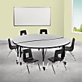 Flash Furniture Mobile 60" Circle Wave Flexible Laminate Activity Table Set With 12" Student Stack Chairs, Gray